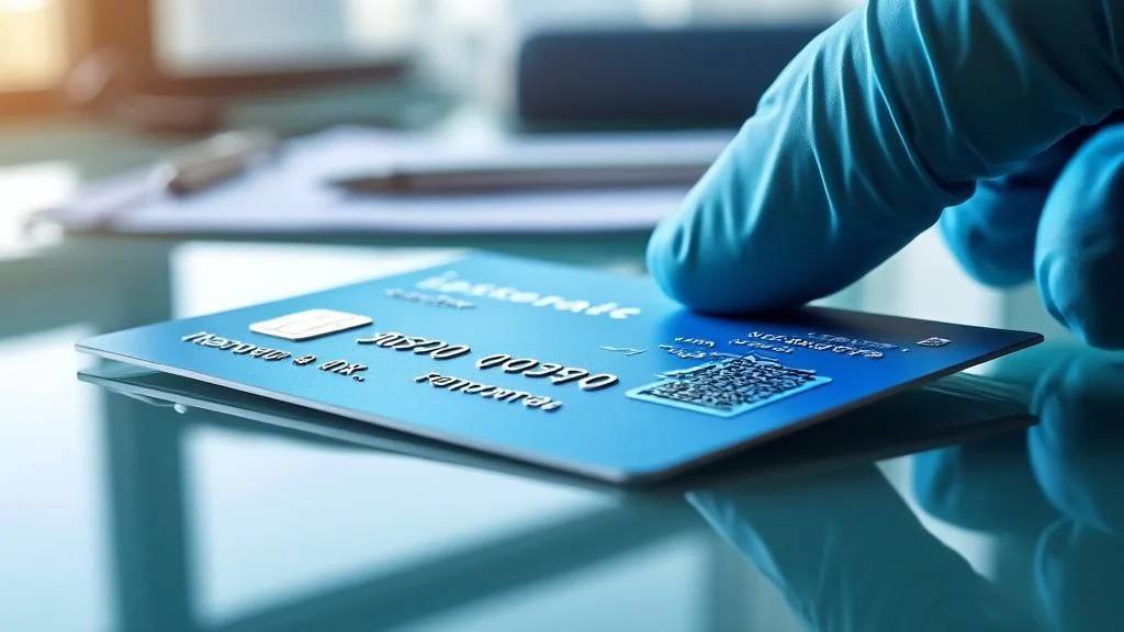 Carte de mutuelle détaillée avec code Datamatrix et informations santé pour remboursements