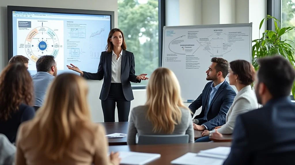 Formation en EMDR avec alternance théorie, pratique et supervision en salle de formation moderne